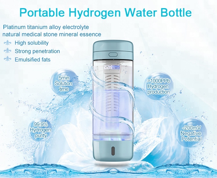 Anti-Aging Hidrojen Zengin Su Şişesi Taşınabilir Aktif Hidrojen Su